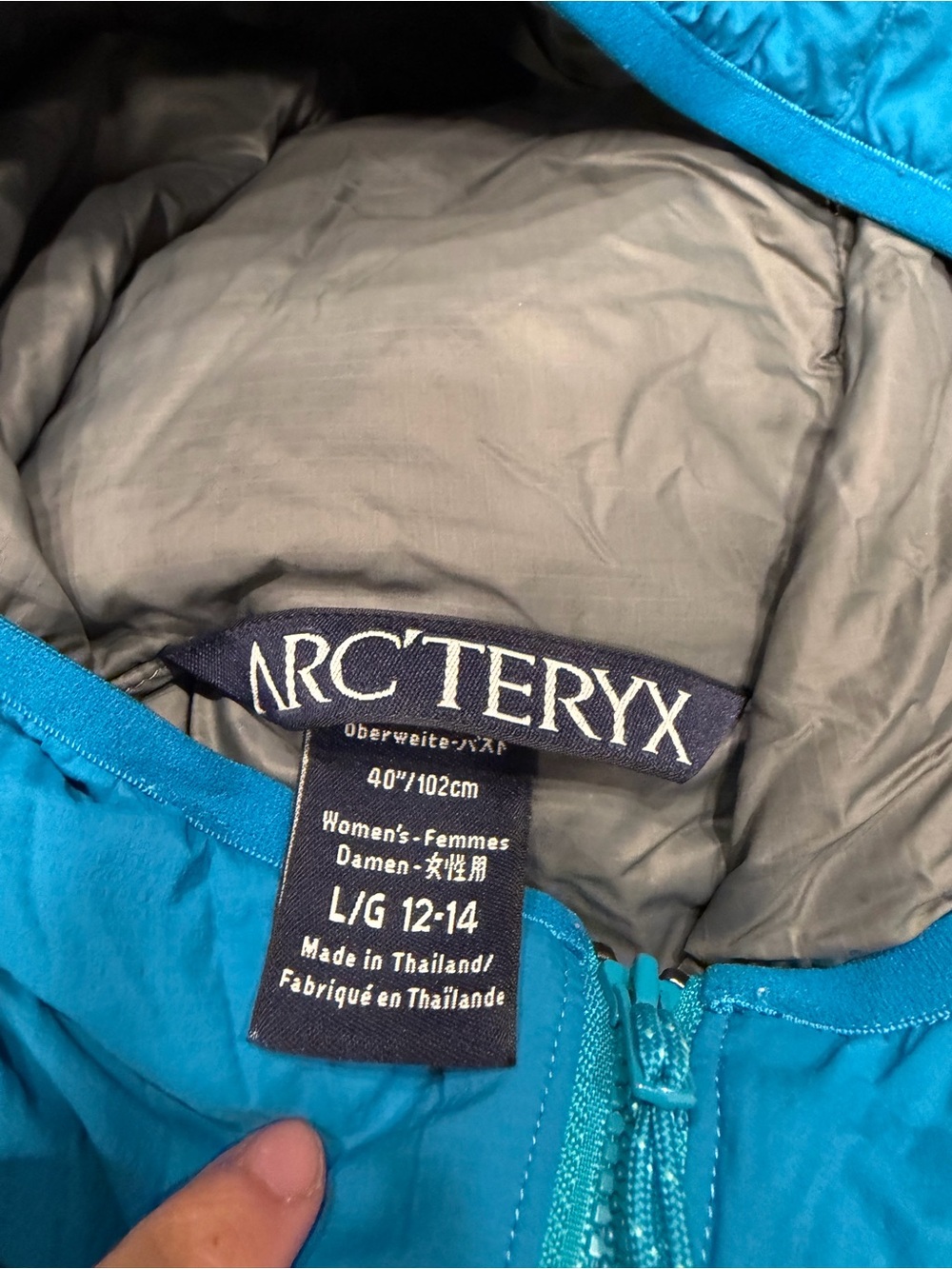 Arc’teryx women’s atom blue jacket large *logo* - Picture 7 of 8